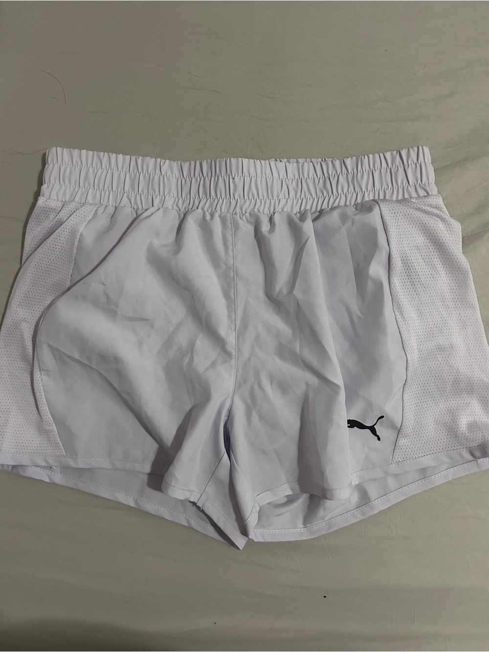 Puma White Athletic Running Shorts with Logo
